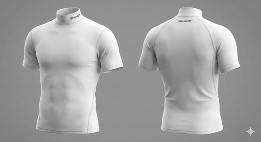 Youth Short Sleeve Mock Neck Compression Shirt - White