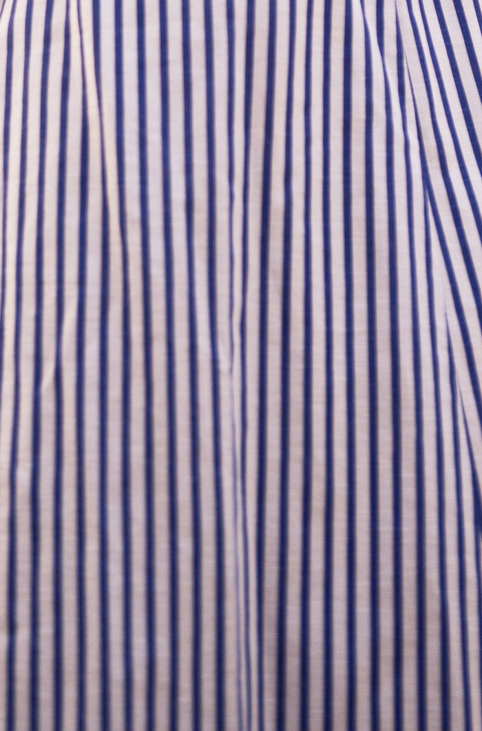 Blue Stripe Cotton Sun Dress With Ruched Back - Bascora