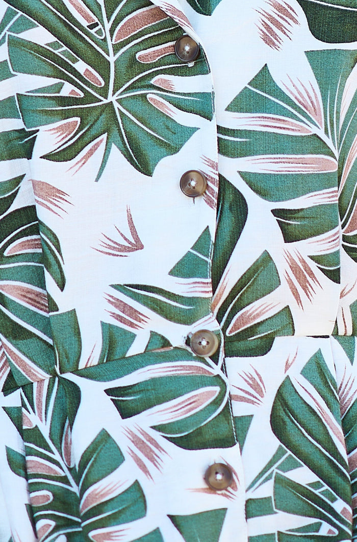 The Leaf Print Playsuit – Green Viscose - Bascora