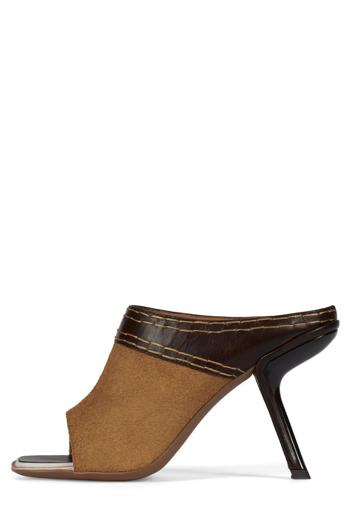 ZINQUE-D Jeffrey Campbell Heeled Mule Tan Suede Brown