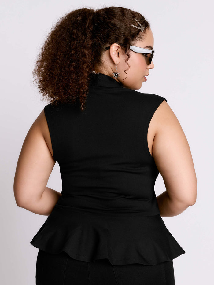 Zip Up Peplum Top